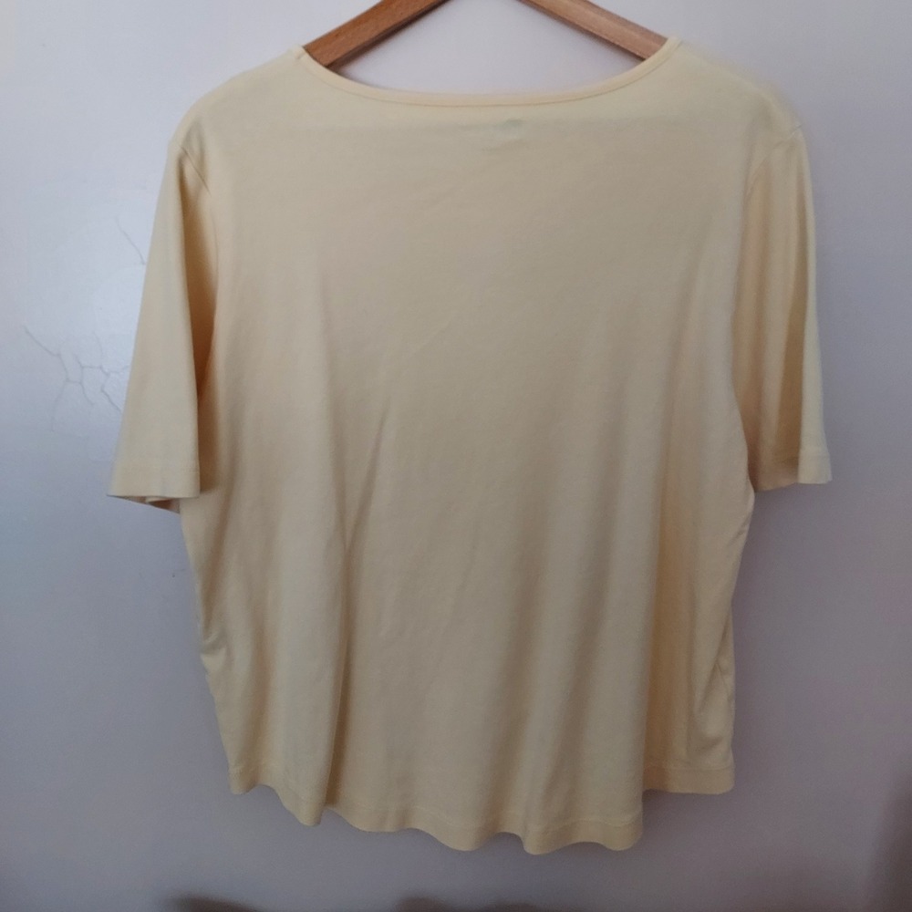 Koret Pima Cotton Layering Scoop Neck T Shirt‎ Top Yellow XL Curved Hem - Picture 2 of 7